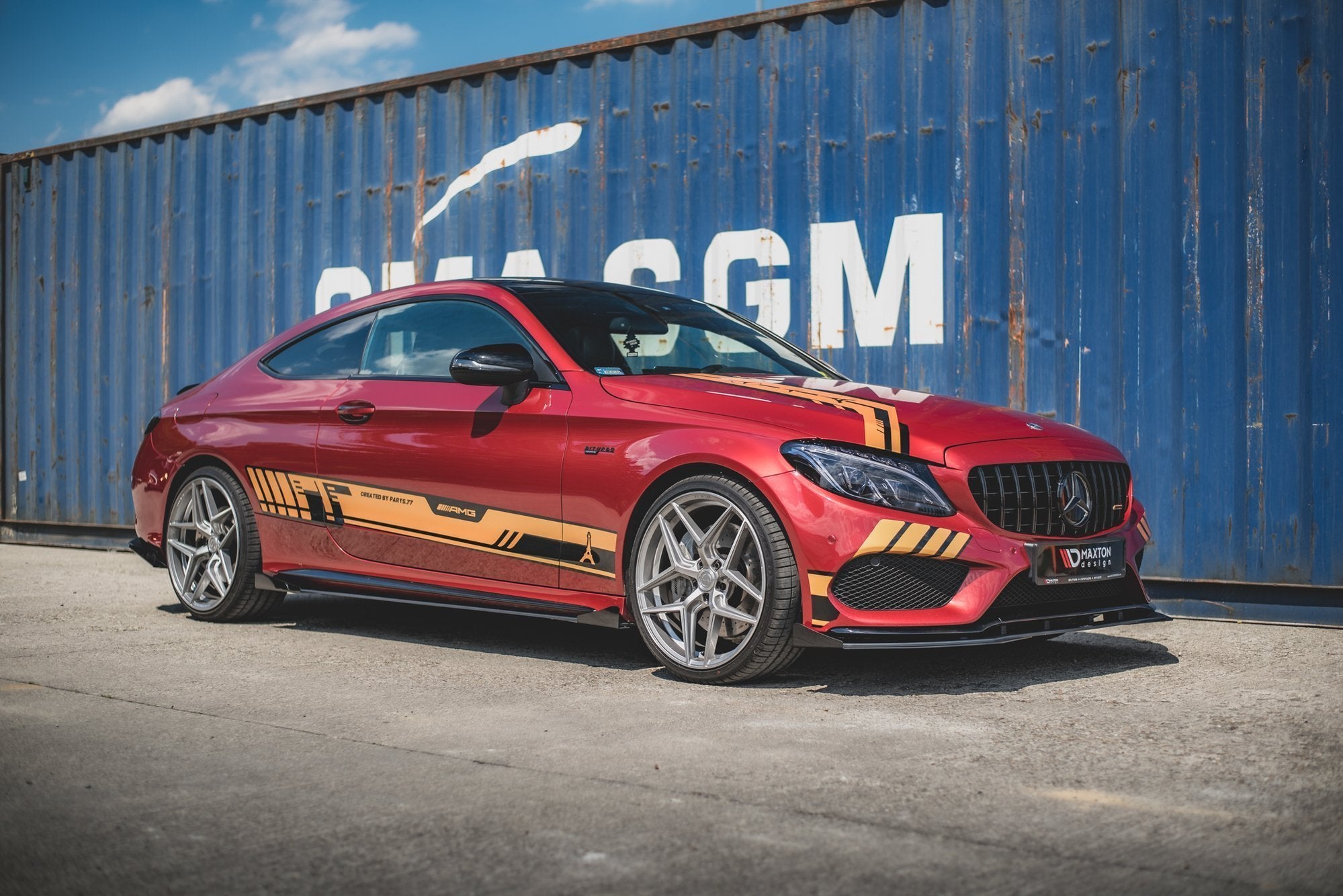 Maxton Design Street Pro Street+ Seitenschweller Leisten + Flaps passend für Mercedes-AMG C43 / AMG-Line Coupe C205 schwarz Hochglanz
