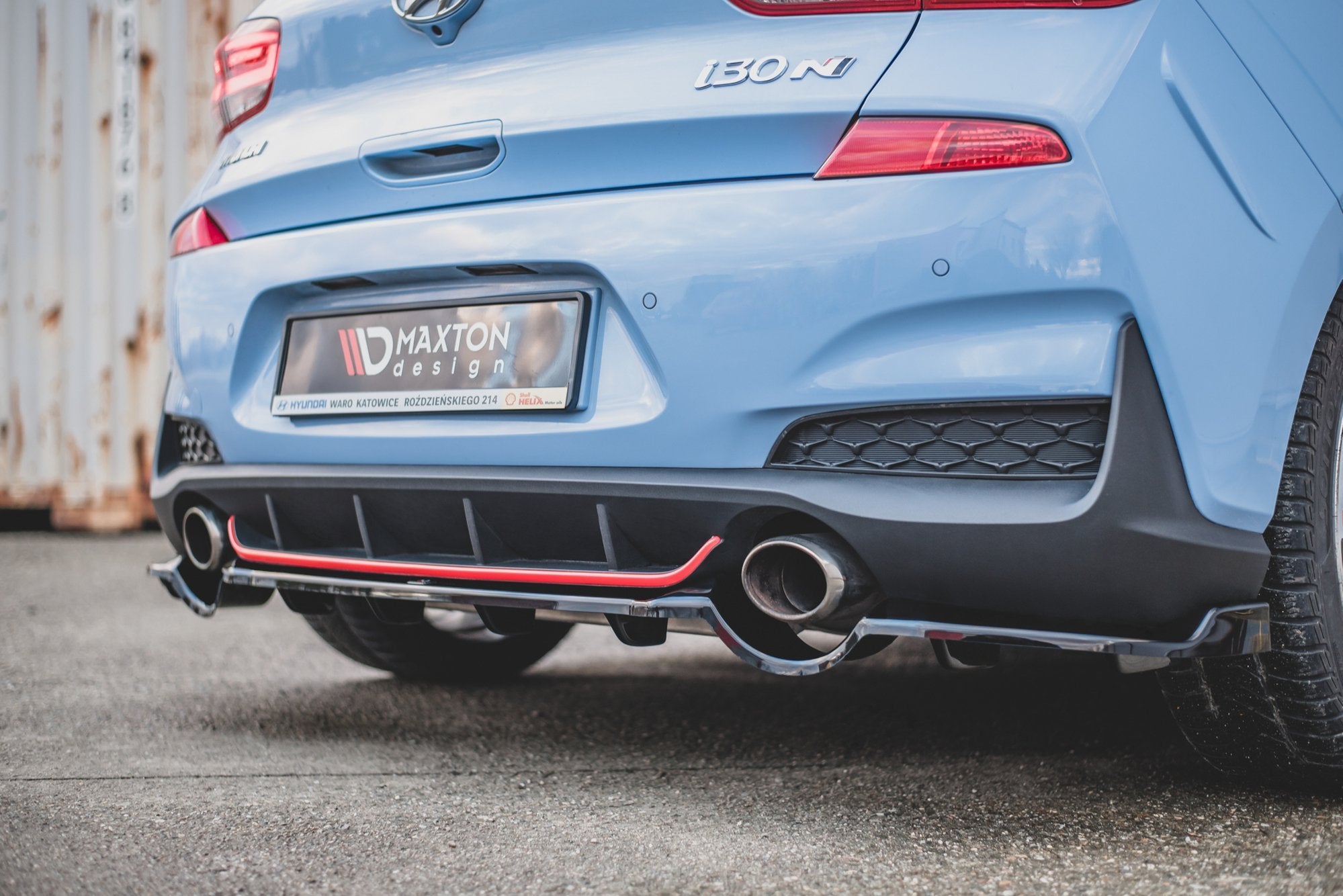 Maxton Design Street+ Mittlerer Diffusor RACE passend für Hyundai I30 N Mk3 Hatchback schwarz Hochglanz