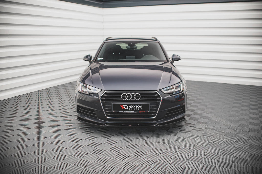 Maxton Design Street+ Spoilerlippe Front Ansatz V.1 passend für Audi A4 B9 schwarz Hochglanz