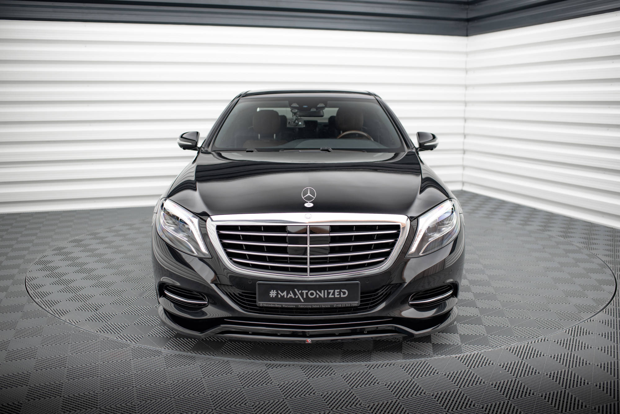 Maxton Design Street+ Spoilerlippe Front Ansatz V.2 passend für Mercedes-Benz S W222 schwarz Hochglanz