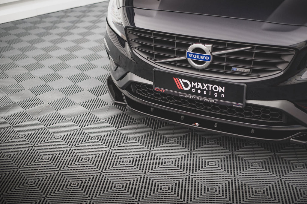 Maxton Design Street+ Spoilerlippe Front Ansatz V.2 passend für Volvo S60 R-Design Mk2 Facelift schwarz Hochglanz