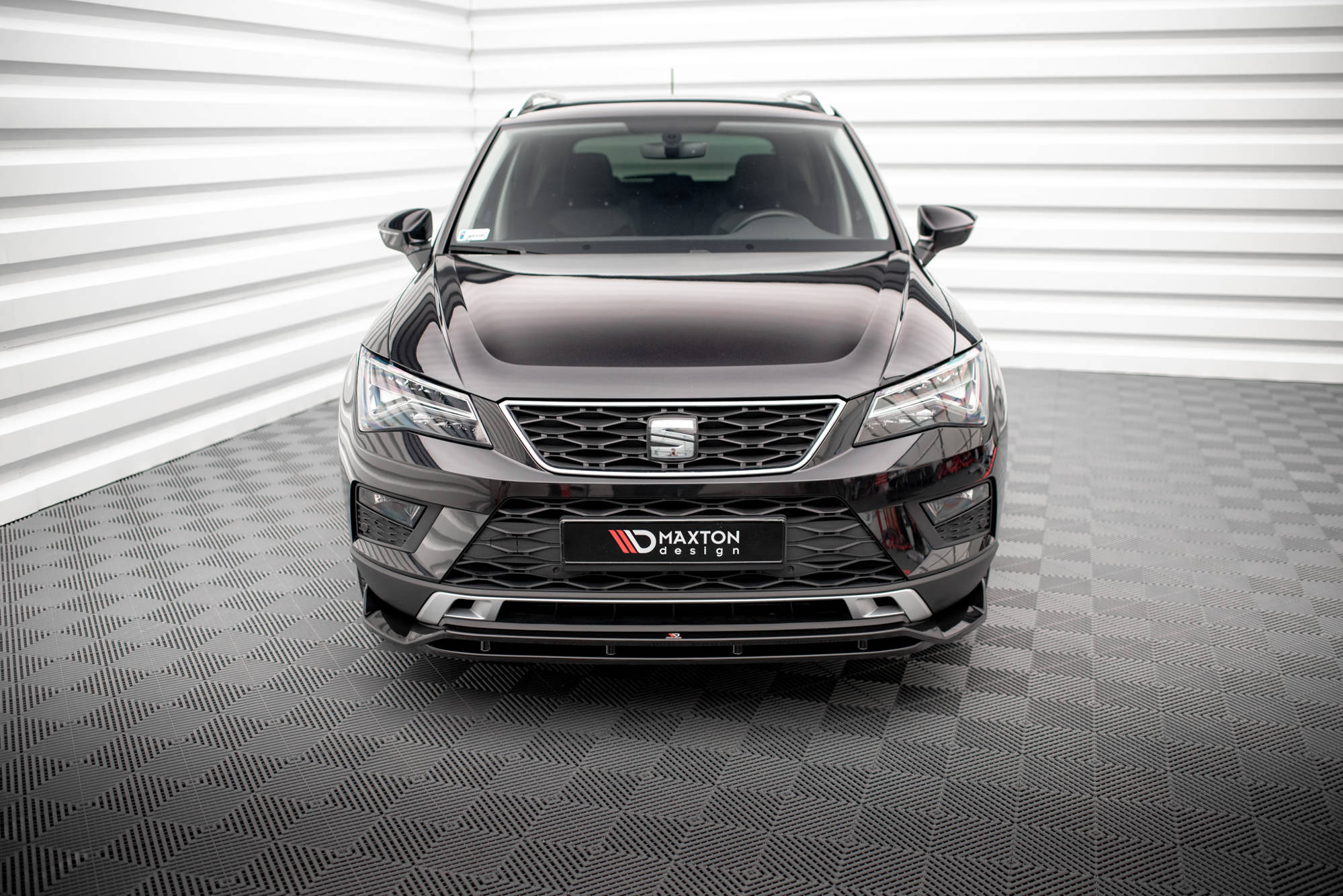 Maxton Design Street+ Spoilerlippe Front Ansatz passend für Seat Ateca Mk1 schwarz Hochglanz