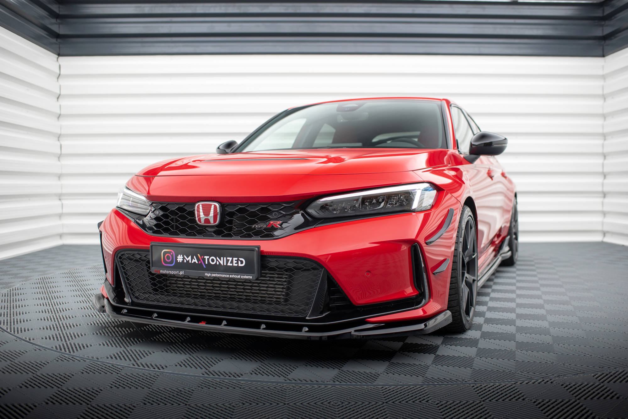 Maxton Design Street+ Spoilerlippe Front Ansatz V.3 passend für Honda Civic Type-R Mk 11 schwarz Hochglanz