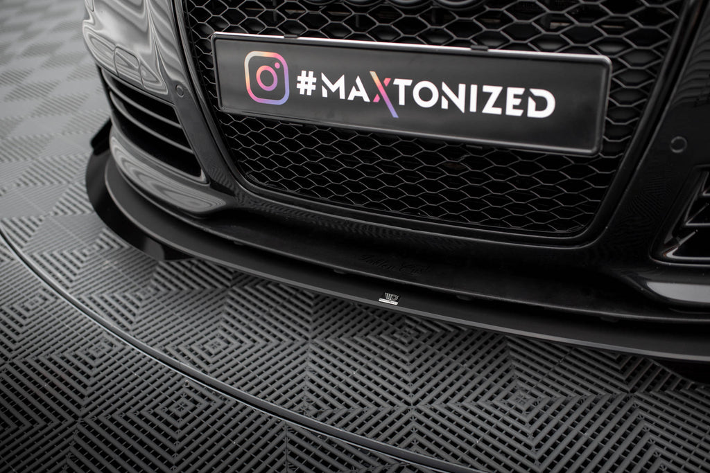 Maxton Design Street Pro Street+ Spoilerlippe Front Ansatz + Flaps passend für Audi RS6 Avant C6 schwarz Hochglanz