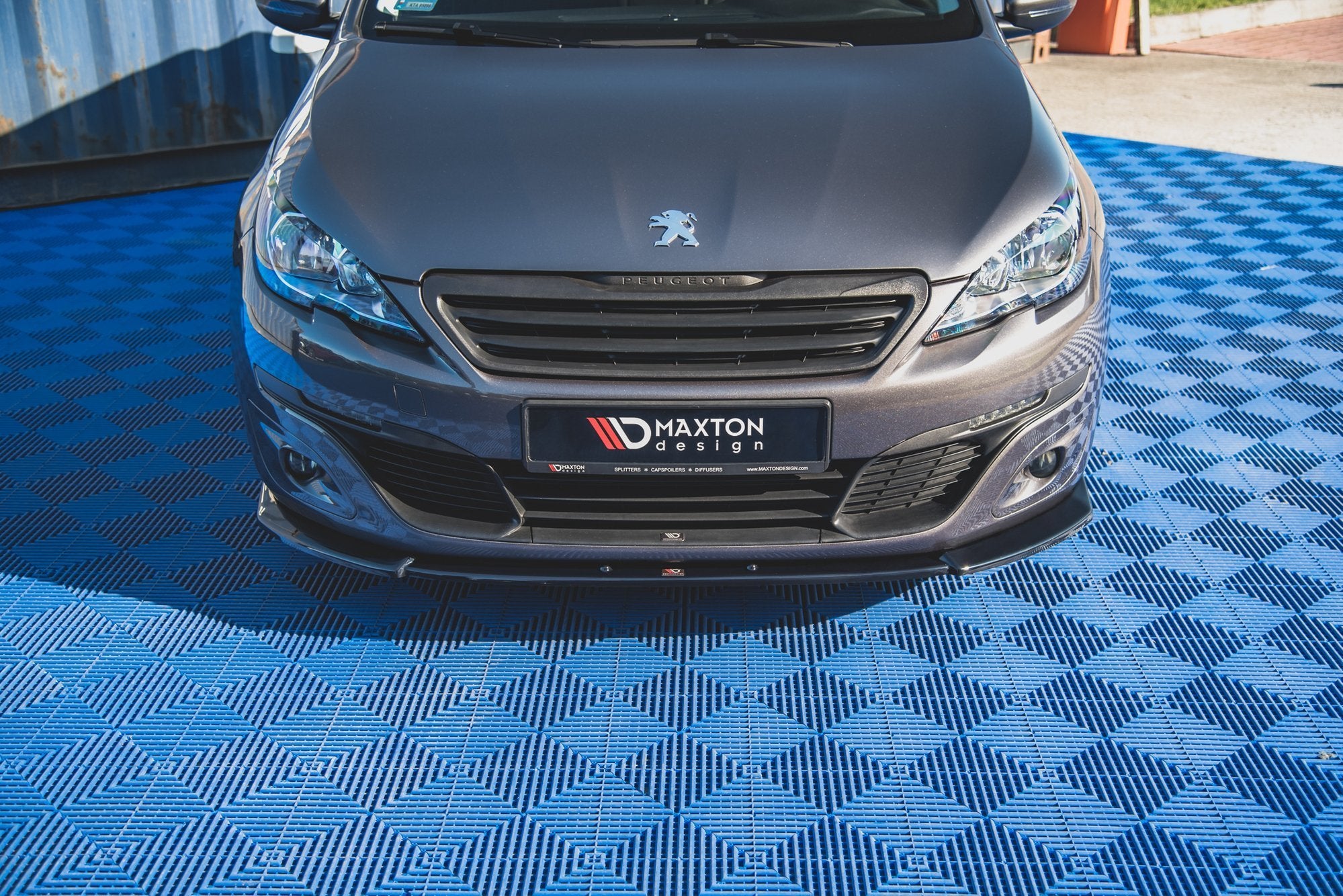 Maxton Design Street+ Spoilerlippe Front Ansatz V.2 passend für Peugeot 308 Mk2 schwarz Hochglanz