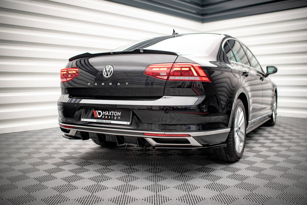 Maxton Design Spoiler CAP passend für VW Passat Limousine B8 Facelift schwarz Hochglanz
