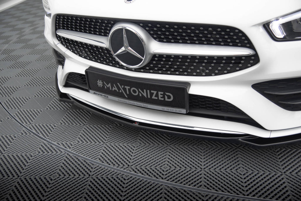 Maxton Design Street+ Spoilerlippe Front Ansatz V.1 passend für Mercedes-Benz CLA A35 AMG / AMG-Line C118 schwarz Hochglanz