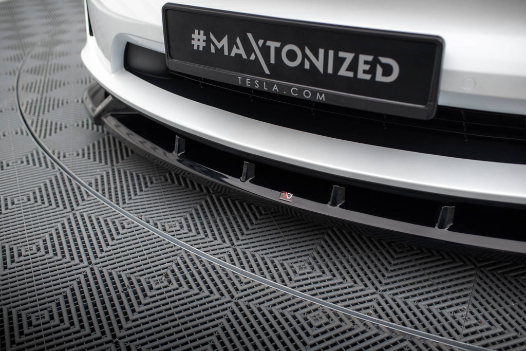 Maxton Design Street+ Spoilerlippe Front Ansatz V.2 passend für Tesla Model X Mk1 Facelift schwarz Hochglanz