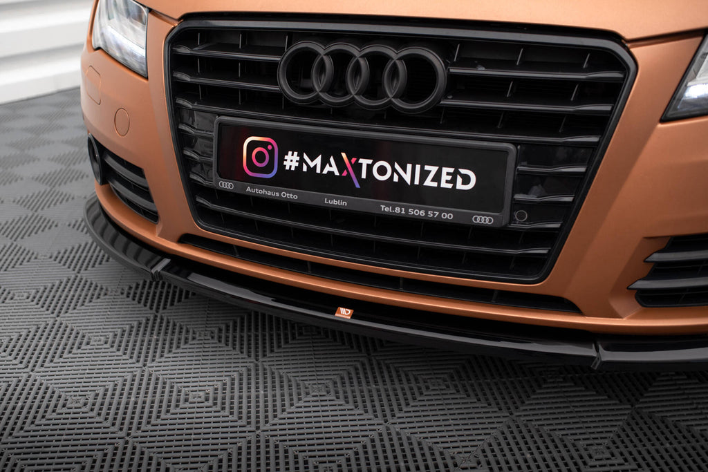 Maxton Design Street+ Spoilerlippe Front Ansatz V.1 passend für Audi A7 C7 schwarz Hochglanz