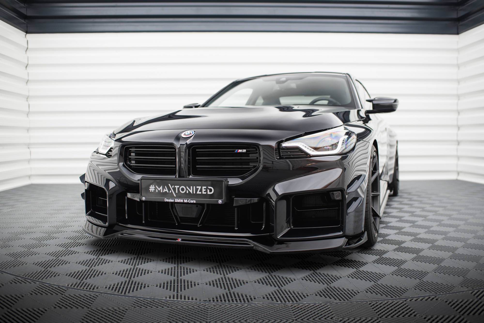 Maxton Design Street+ Spoilerlippe Front Ansatz V.1 passend für BMW M2 G87 schwarz Hochglanz