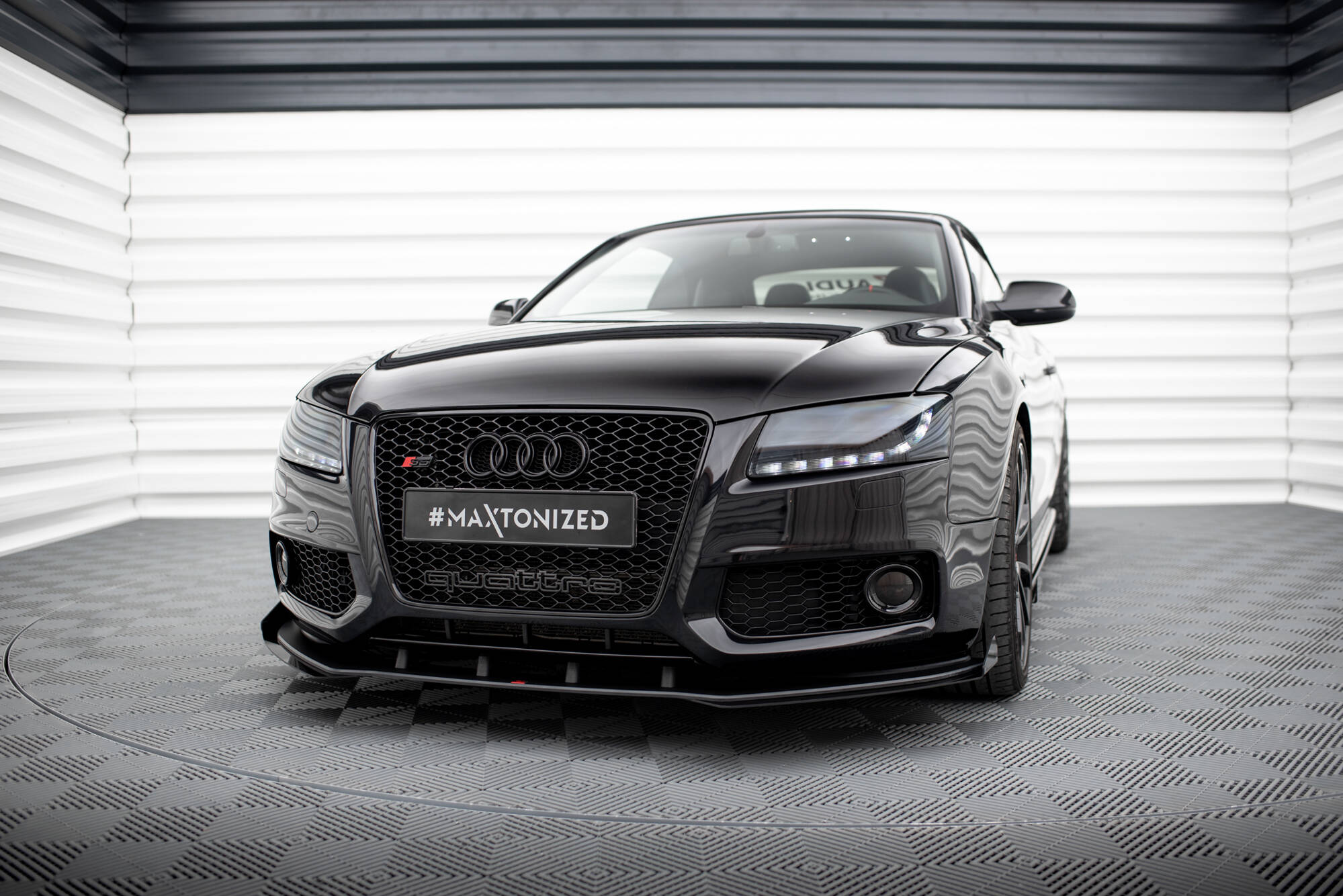 Maxton Design Street Pro Street+ Spoilerlippe Front Ansatz + Flaps passend für Audi S5 / A5 S-Line 8T schwarz Hochglanz