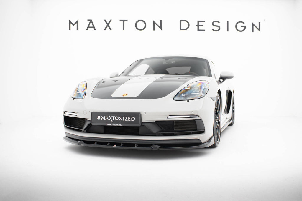Maxton Design Street+ Spoilerlippe Front Ansatz passend für V.2 Porsche 718 Cayman GTS 982c schwarz Hochglanz