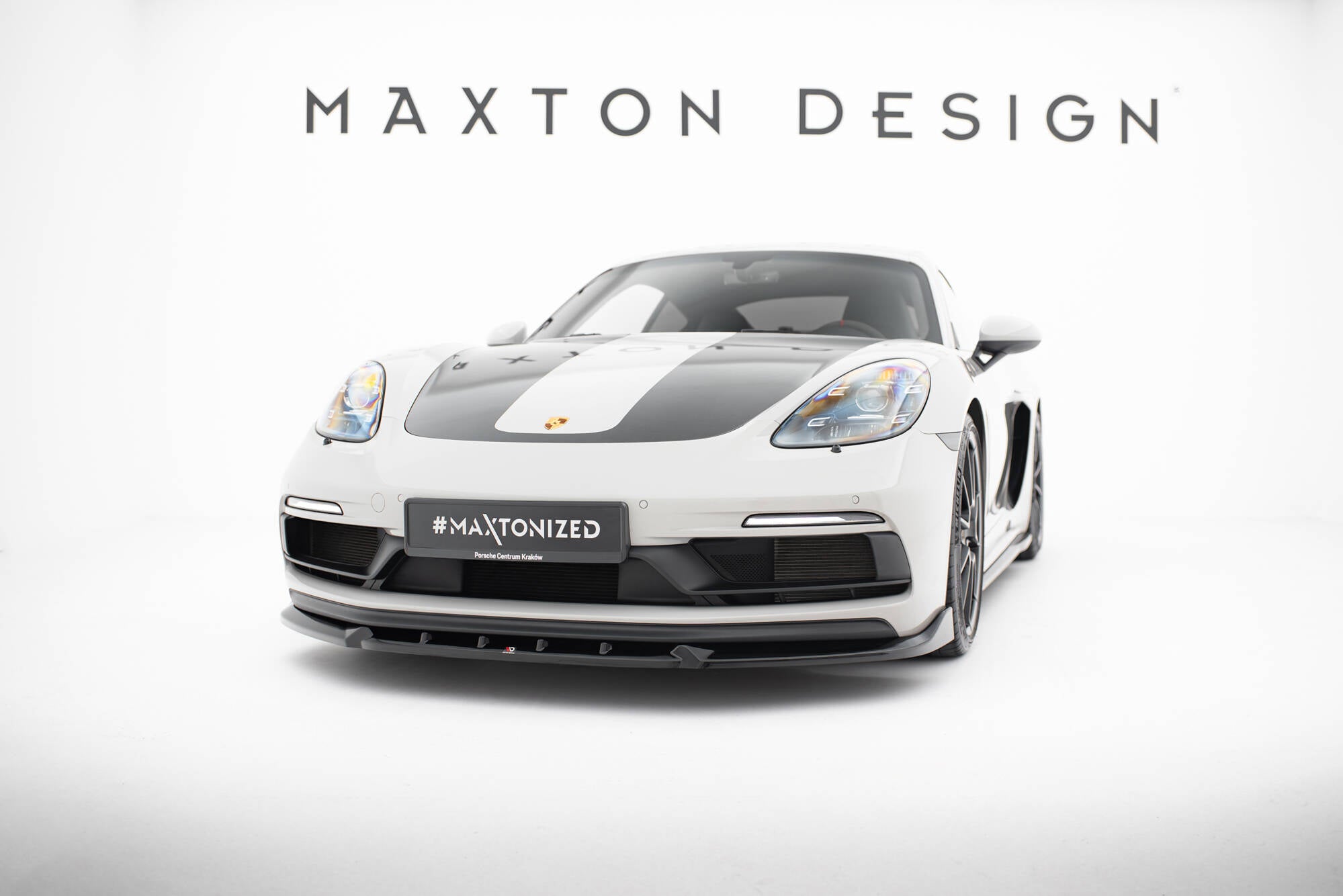 Maxton Design Street+ Spoilerlippe Front Ansatz passend für V.2 Porsche 718 Cayman GTS 982c schwarz Hochglanz