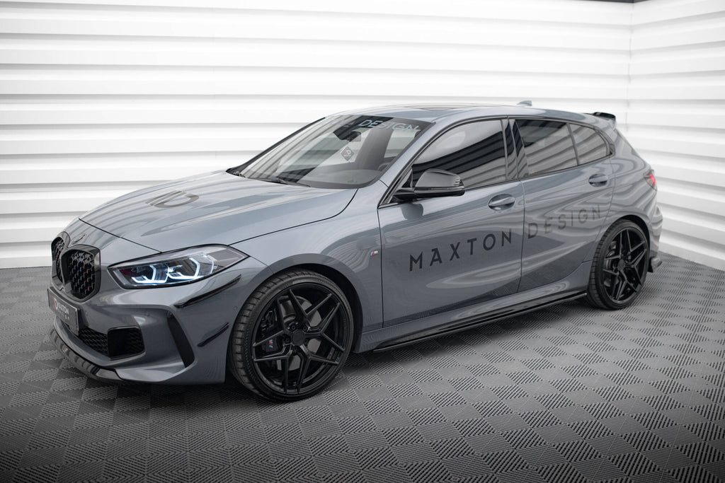 Maxton Design Street+ Seitenschweller Leisten V.2 passend für BMW 1er M-Paket / M135i / 128ti schwarz Hochglanz