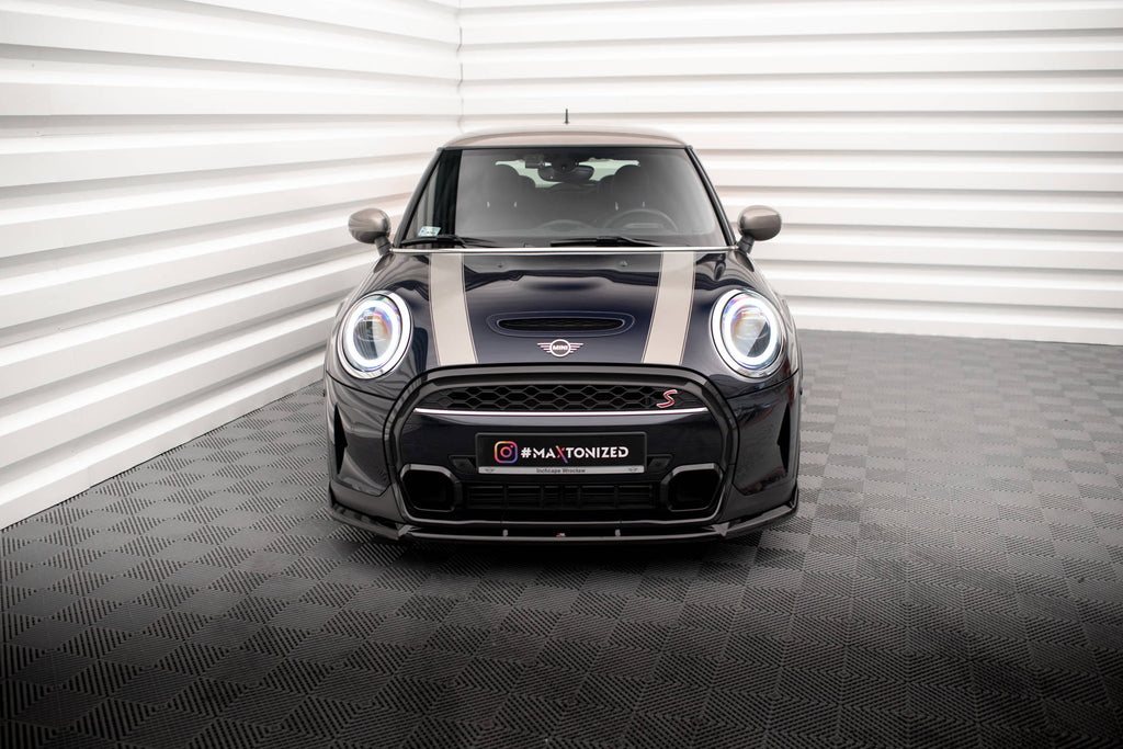 Maxton Design Street+ Spoilerlippe Front Ansatz V.2 passend für Mini Cooper S F56 Facelift schwarz Hochglanz