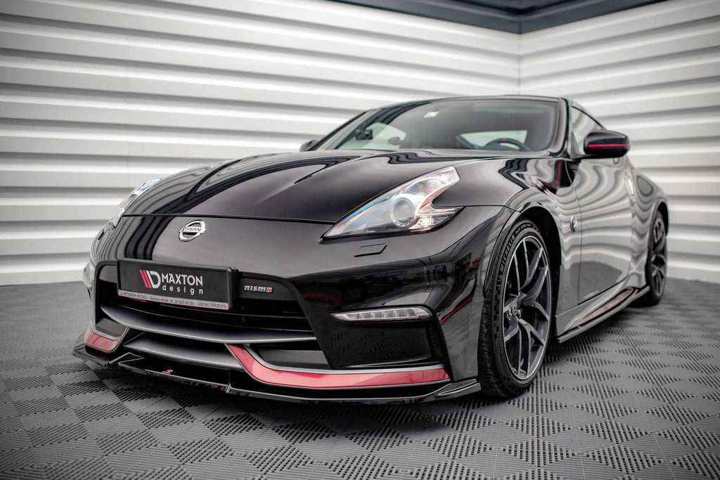 Maxton Design Street+ Spoilerlippe Front Ansatz V.2 passend für Nissan 370Z Nismo Facelift schwarz Hochglanz