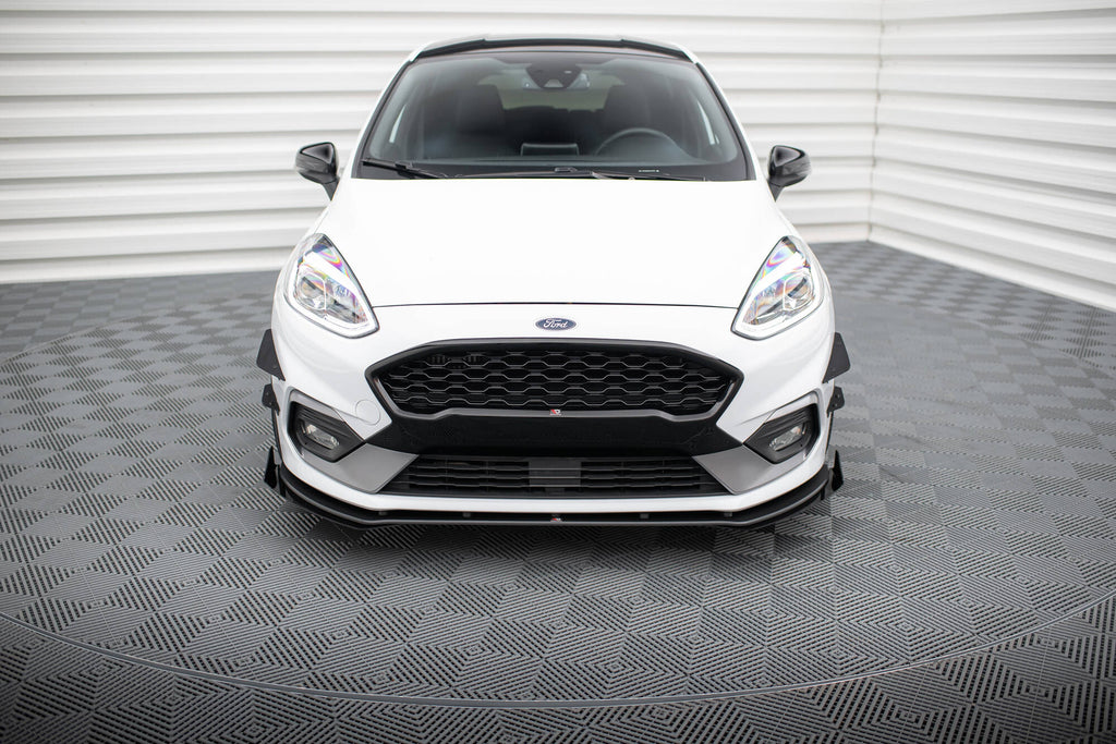 Maxton Design Street Pro Street+ Spoilerlippe Front Ansatz passend für + Front Stoßstangen Racing Flaps passend passend für Ford Fiesta Mk8 ST / ST-Line schwarz Hochglanz