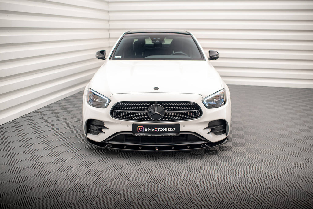 Maxton Design Street+ Spoilerlippe Front Ansatz V.2 passend für Mercedes-Benz E AMG-Line W213 Facelift schwarz Hochglanz