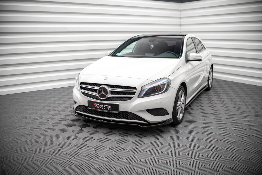 Maxton Design Street+ Spoilerlippe Front Ansatz V.2 passend für Mercedes-Benz A W176 schwarz Hochglanz