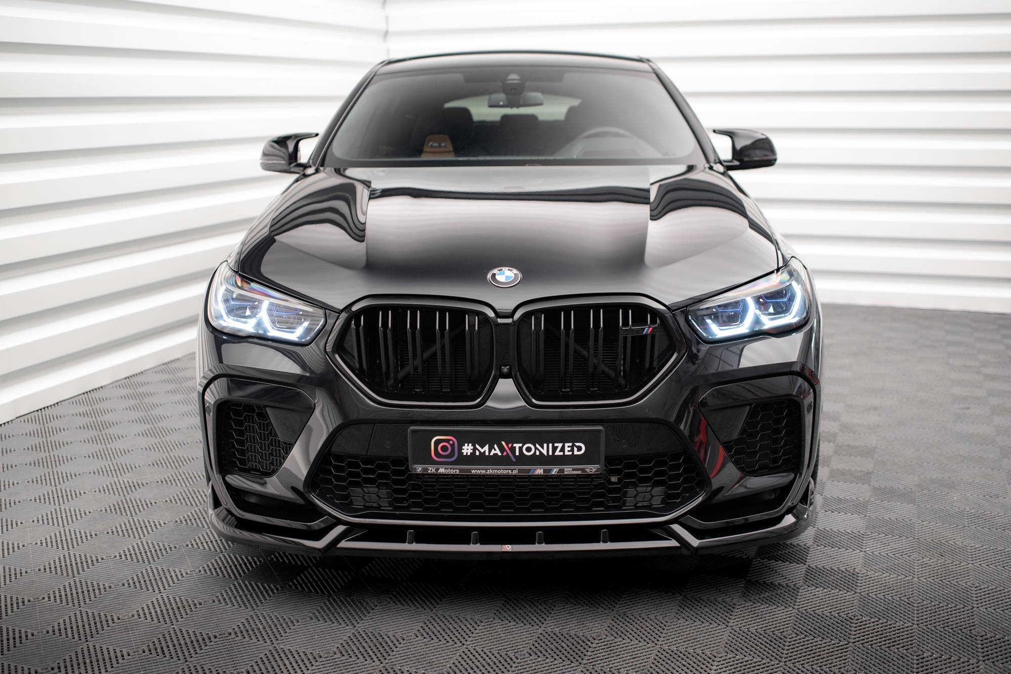 Maxton Design Street+ Spoilerlippe Front Ansatz V.2 passend für BMW X6 M F96 schwarz Hochglanz