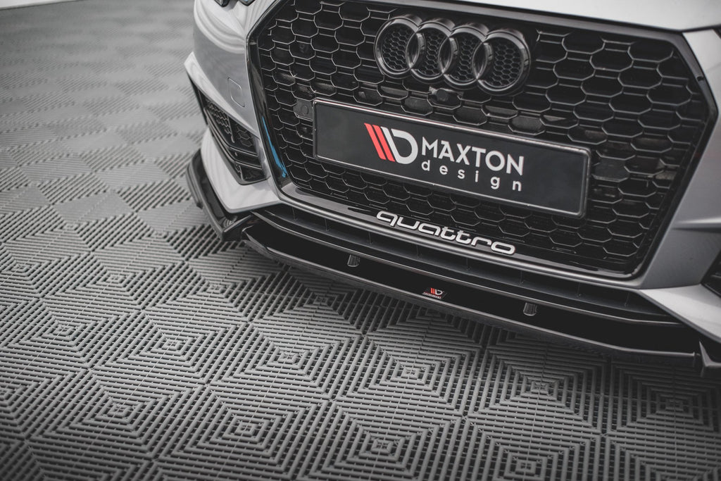 Maxton Design Street+ Spoilerlippe Front Ansatz V.3 passend für Audi S4 / A4 S-Line B9 schwarz Hochglanz