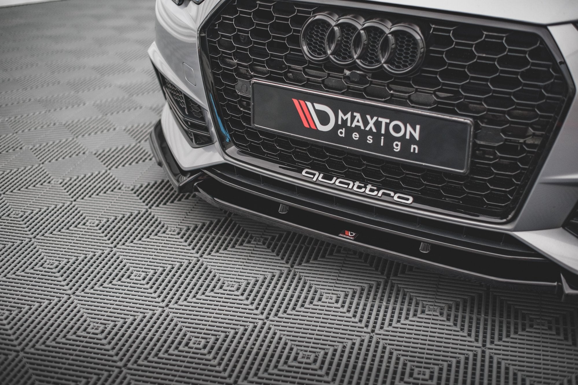 Maxton Design Street+ Spoilerlippe Front Ansatz V.3 passend für Audi S4 / A4 S-Line B9 schwarz Hochglanz