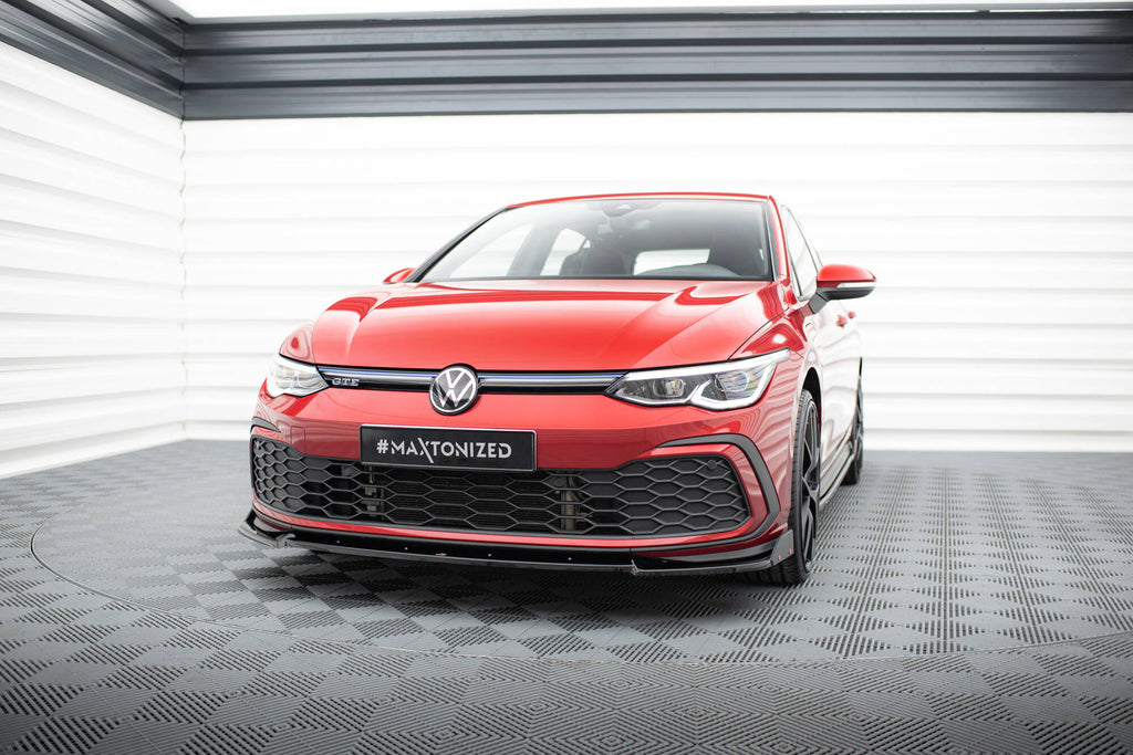 Maxton Design Street+ Spoilerlippe Front Ansatz V.3 + Flaps passend für VW Golf GTI / GTE / GTD / R-Line Mk8