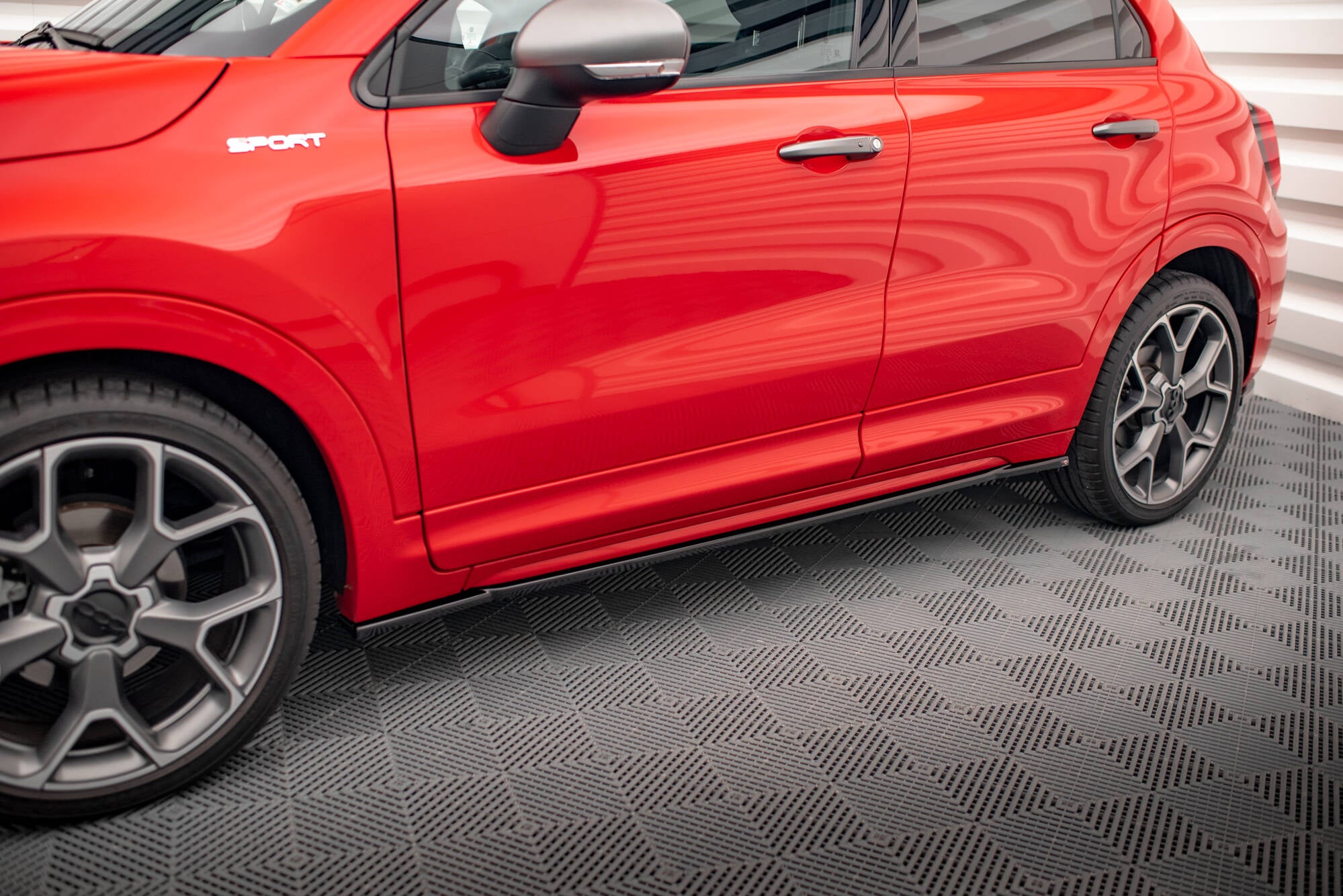 Maxton Design Street+ Seitenschweller Leisten passend für Fiat 500X Sport Mk1 Facelift schwarz Hochglanz