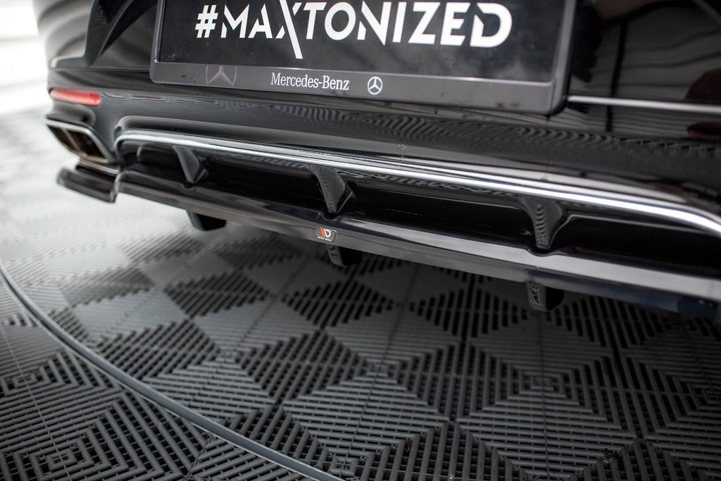 Maxton Design Street+ Mittlerer Diffusor RACE passend für Mercedes-Benz S Coupe AMG-Line C217 Facelift schwarz Hochglanz