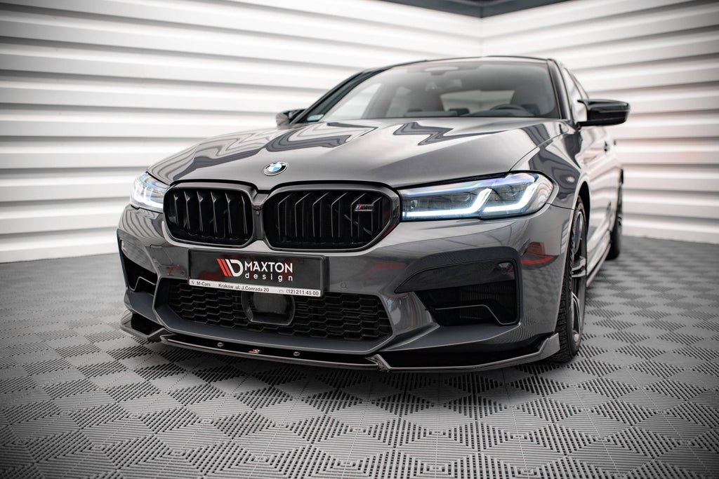 Maxton Design Street+ Spoilerlippe Front Ansatz V.1 passend für BMW M5 F90 Facelift schwarz Hochglanz