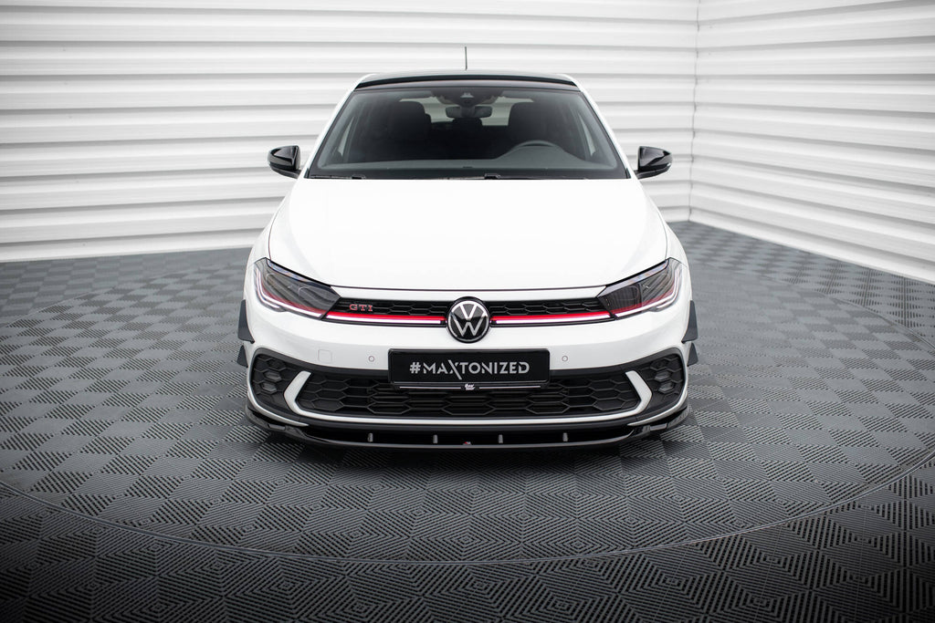 Maxton Design Street+ Spoilerlippe Front Ansatz V.1 passend für VW Polo GTI Mk6 Facelift schwarz Hochglanz