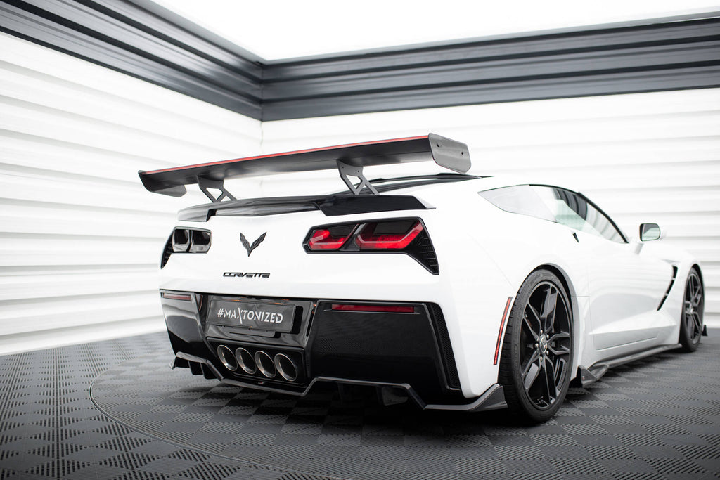 Maxton Design Carbon Spoiler With Internal Brackets Uprights + LED Chevrolet Corvette Stingray / Grand Sport C7 für Chevrolet Corvette C7