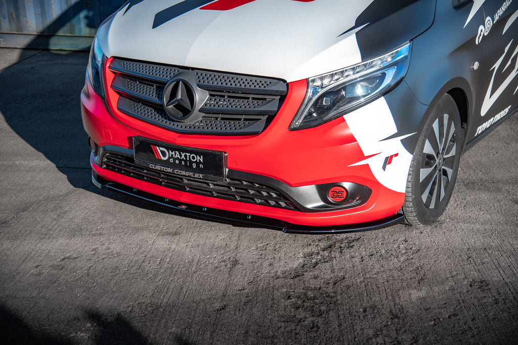 Maxton Design Street+ Spoilerlippe Front Ansatz V.2 passend für Mercedes-Benz Vito W447 Facelift schwarz Hochglanz