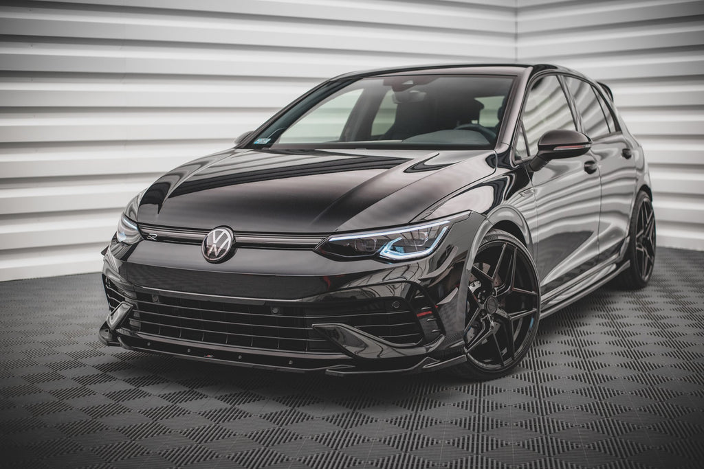 Maxton Design Street+ Spoilerlippe Front Ansatz V.4 passend für VW Golf R Hatchback / Variant Mk8 schwarz Hochglanz