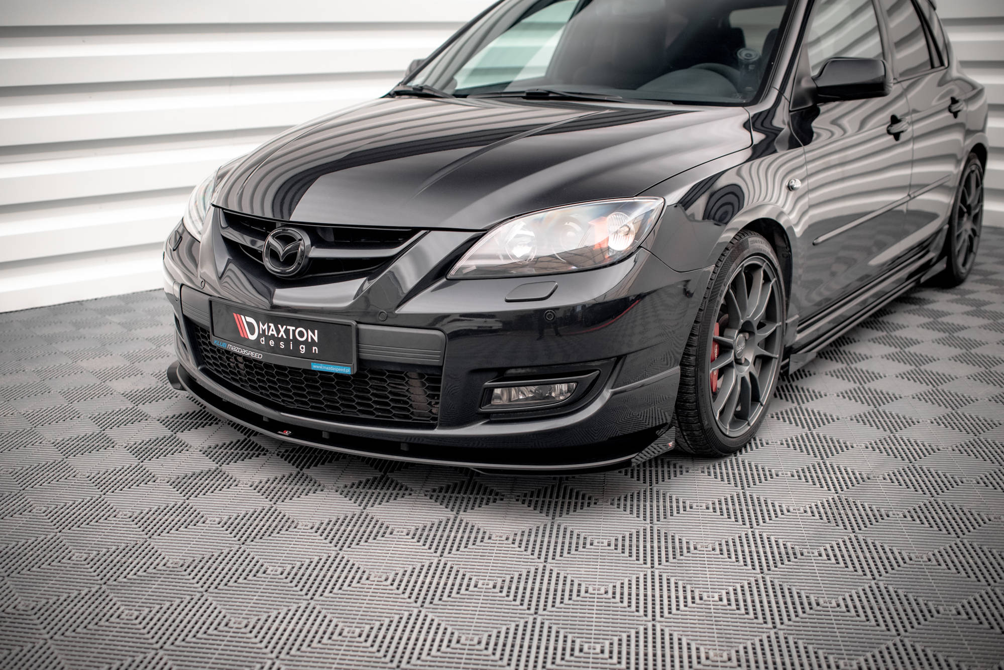 Maxton Design Street Pro Street+ Spoilerlippe Front Ansatz passend für + Flaps passend für V.1 + Flaps Mazda 3 MPS Mk1 schwarz Hochglanz