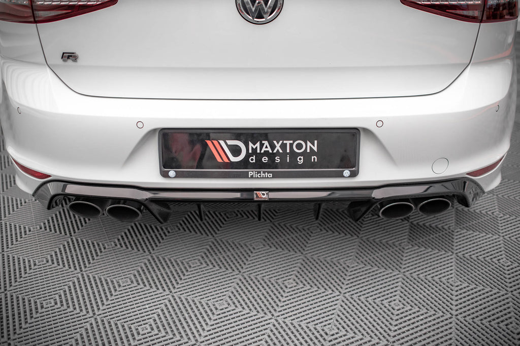 Maxton Design Diffusor Heck Ansatz passend für VW Golf R Mk7 schwarz Hochglanz