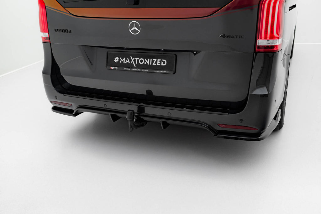 Maxton Design Diffusor Heck Ansatz passend für Mercedes-Benz V-Klasse AMG-Line W447 Facelift schwarz Hochglanz
