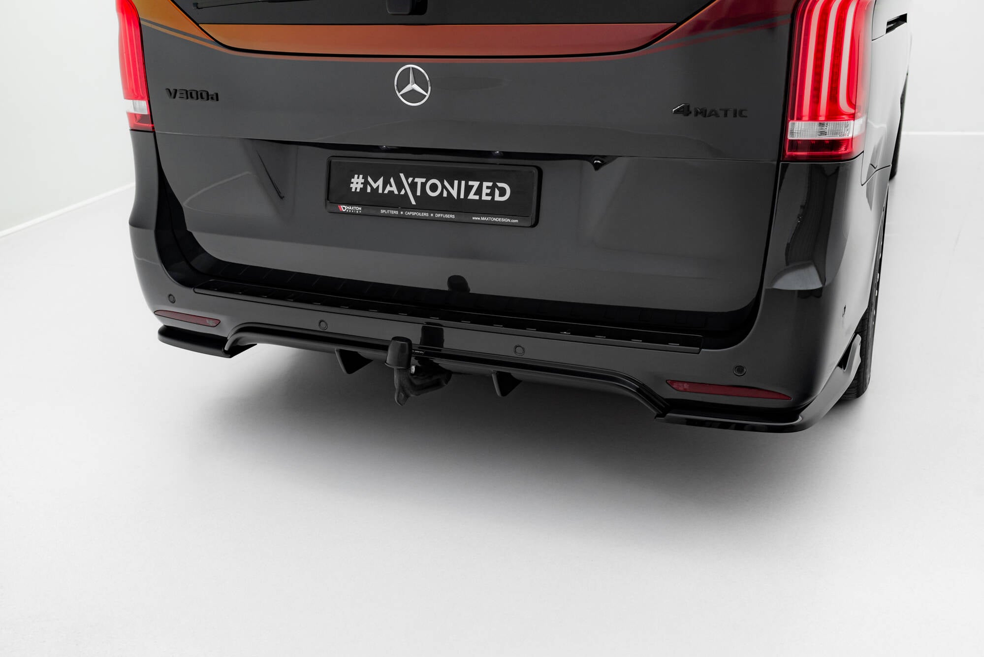 Maxton Design Diffusor Heck Ansatz passend für Mercedes-Benz V-Klasse AMG-Line W447 Facelift schwarz Hochglanz