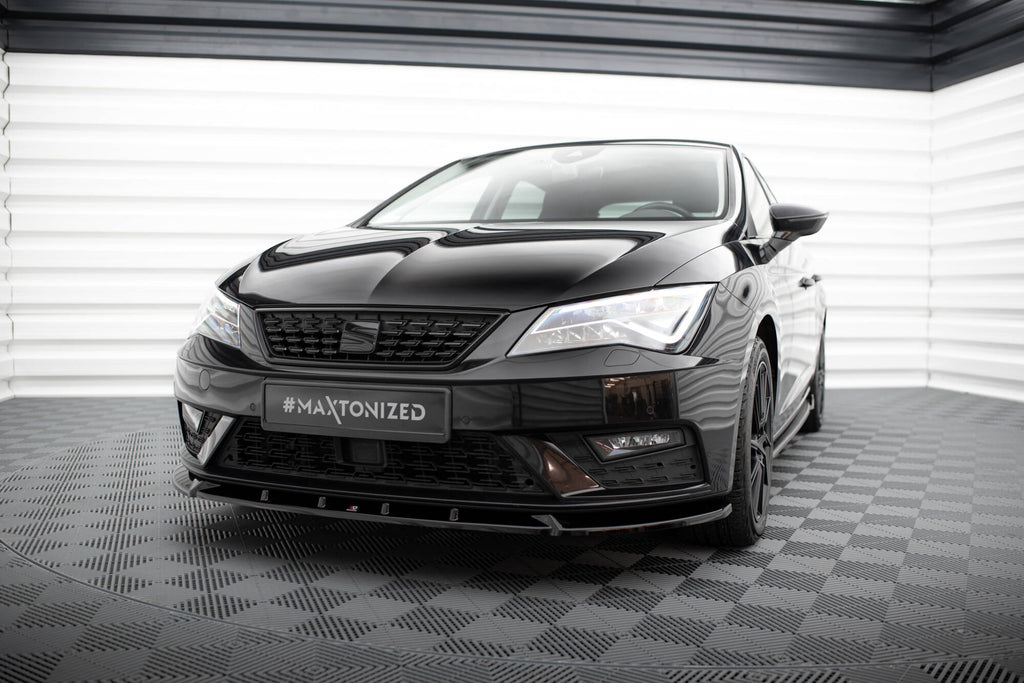Maxton Design Street+ Spoilerlippe Front Ansatz V.1 passend für Seat Leon Mk3 Facelift schwarz Hochglanz