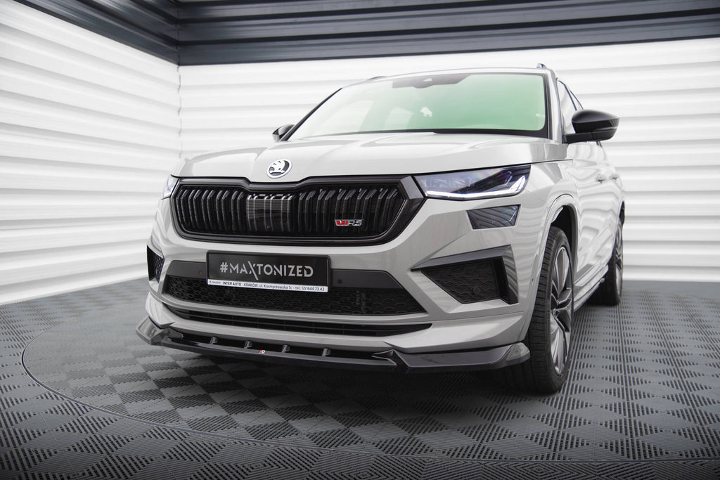 Maxton Design Street+ Spoilerlippe Front Ansatz V.1 passend für Skoda Kodiaq RS Mk1 Facelift schwarz Hochglanz