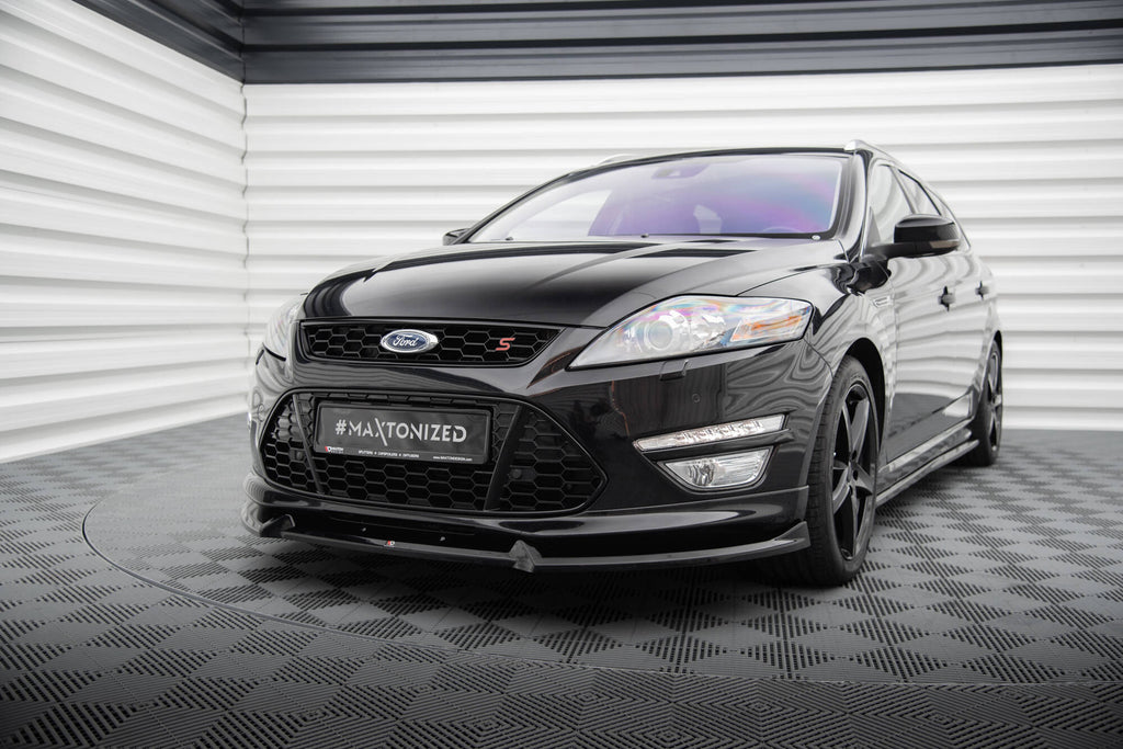 Maxton Design Street+ Spoilerlippe Front Ansatz V.2 passend für Ford Mondeo ST-Line Kombi Mk4 Facelift schwarz Hochglanz