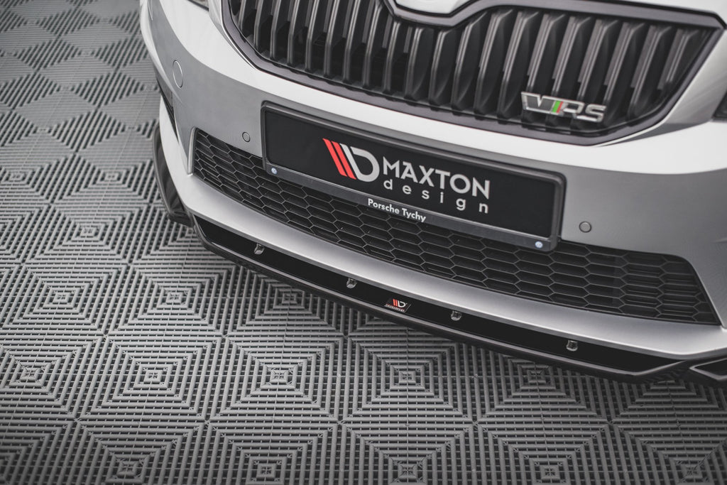 Maxton Design Street+ Spoilerlippe Front Ansatz V.4 passend für Skoda Octavia RS Mk3 schwarz Hochglanz