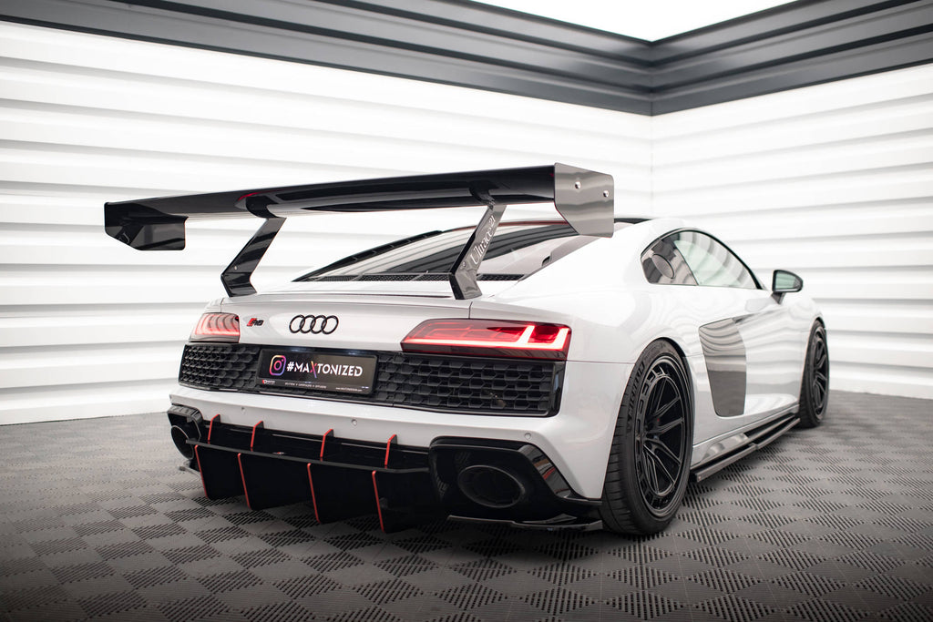 Maxton Design Heck Ansatz Flaps Diffusor passend für Audi R8 Mk2 Facelift schwarz Hochglanz