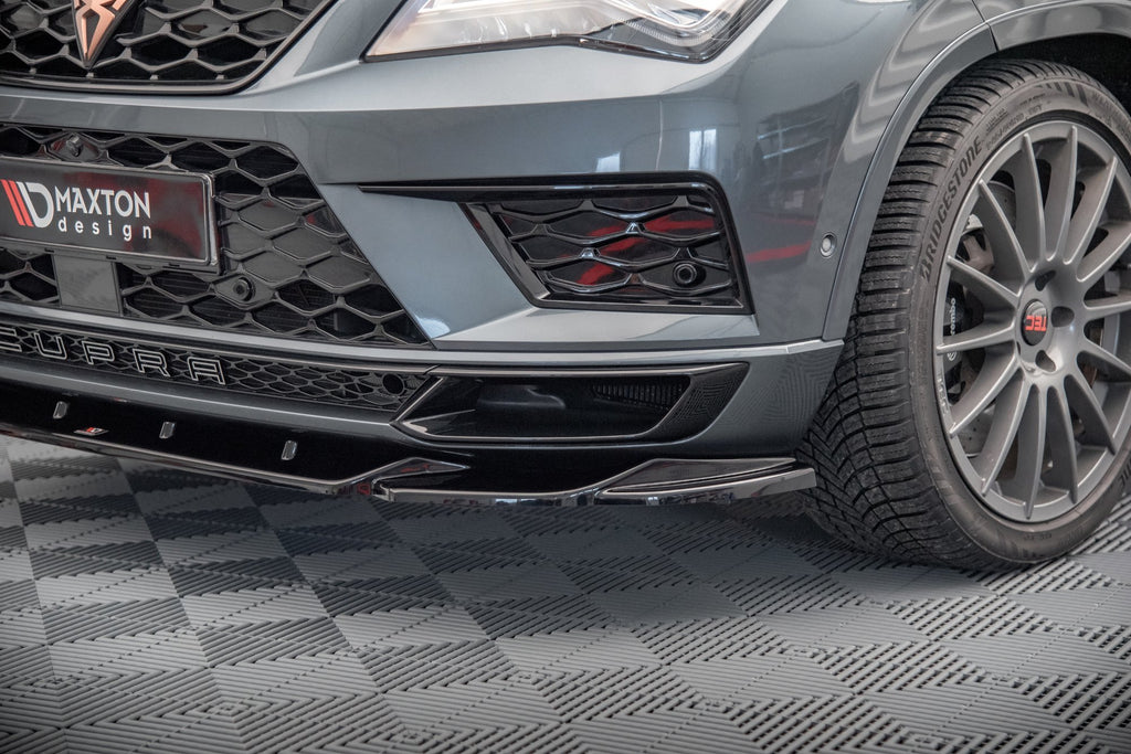 Maxton Design Street+ Spoilerlippe Front Ansatz V.2 passend für Cupra Ateca Mk1 schwarz Hochglanz