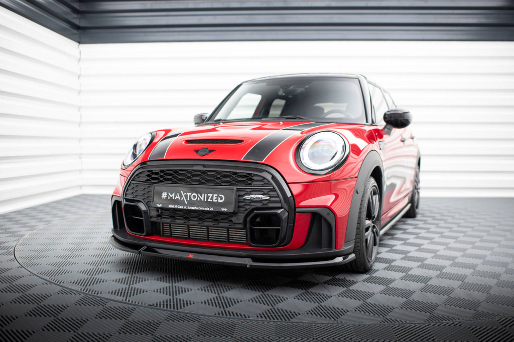 Maxton Design Street+ Spoilerlippe Front Ansatz V.2 passend für Mini Cooper S John Cooper Works F56 Facelift schwarz Hochglanz
