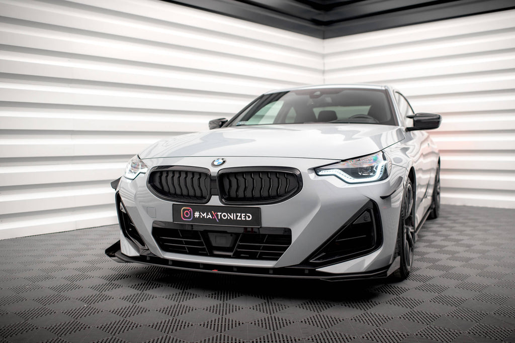 Maxton Design Street Pro Street+ Spoilerlippe Front Ansatz + Flaps passend für BMW 2 Coupe M-Paket / M240i G42 schwarz Hochglanz