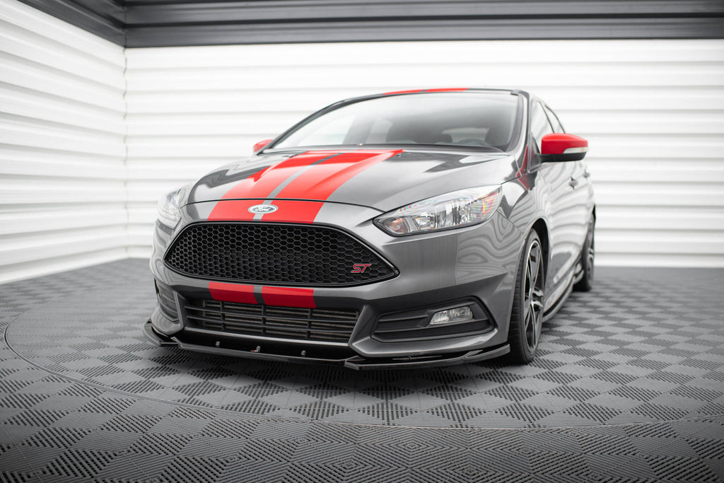 Maxton Design Street+ Spoilerlippe Front Ansatz V.5 passend für Ford Focus ST Mk3 Facelift schwarz Hochglanz