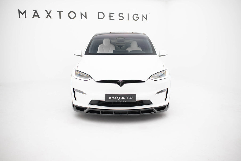 Maxton Design Street+ Spoilerlippe Front Ansatz V.3 passend für Tesla Model X Mk1 Facelift schwarz Hochglanz