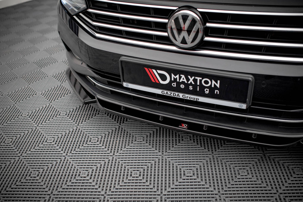 Maxton Design Street+ Spoilerlippe Front Ansatz V.1 passend für VW Passat B8 Facelift schwarz Hochglanz