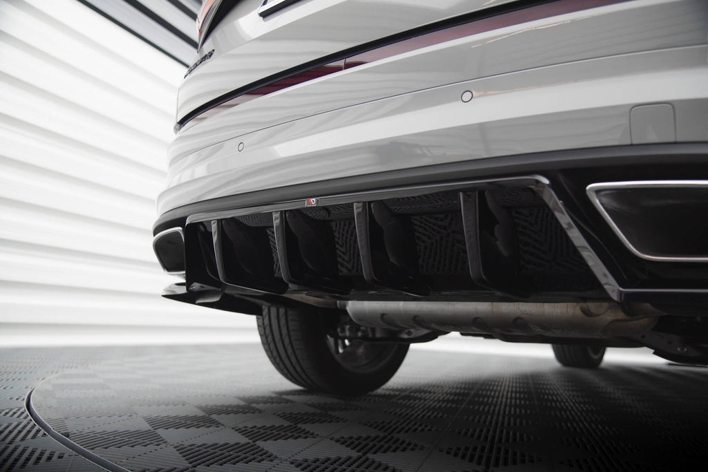 Maxton Design Street+ Mittlerer Diffusor RACE passend für Skoda Kodiaq RS Mk1 / Mk1 Facelift schwarz Hochglanz